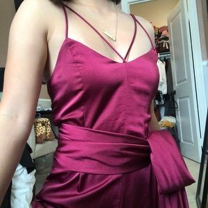 URBAN OUTFITTERS Red Wine Silk Jumpsuit